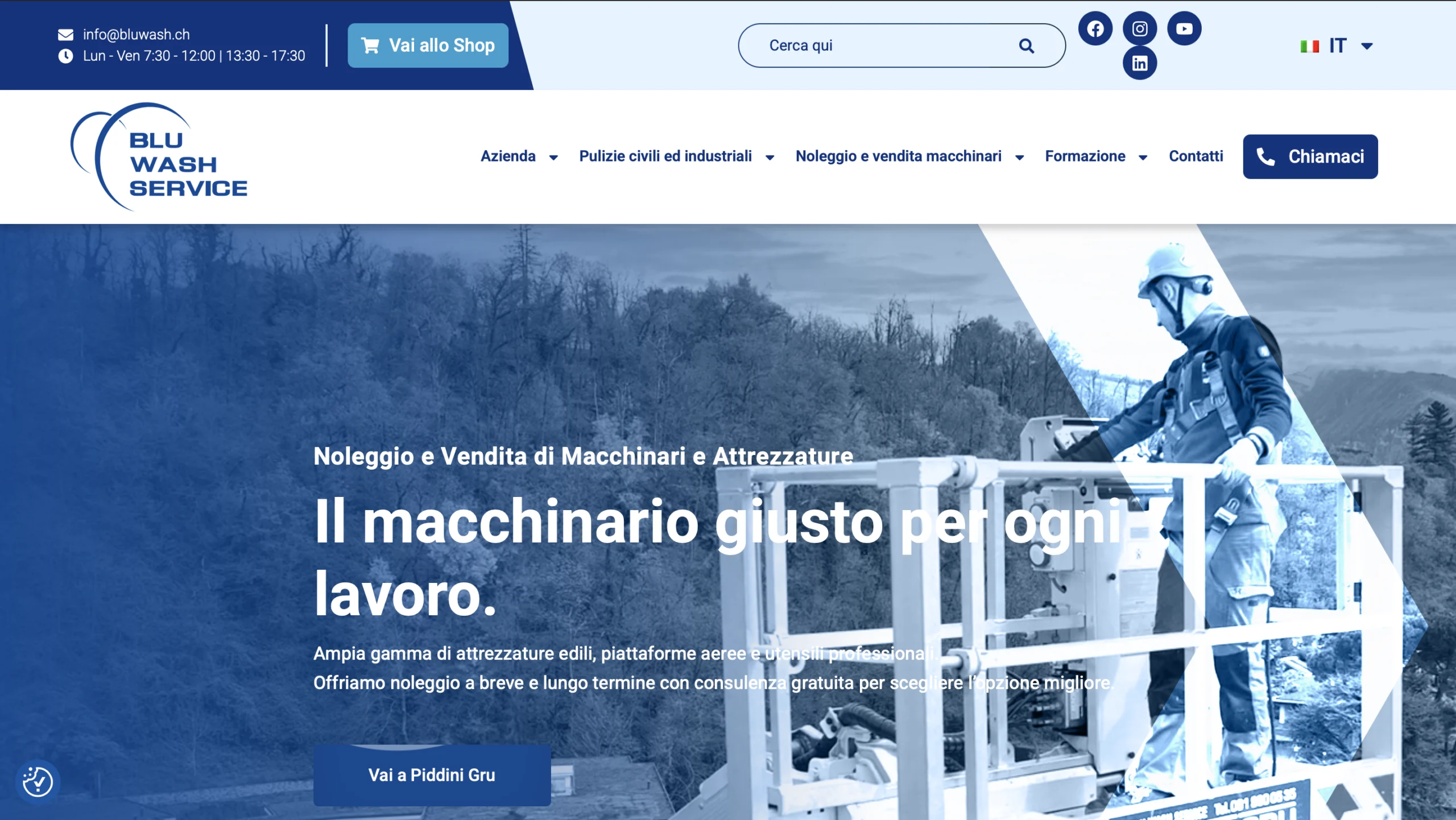 Sito web cliente bluwash svizzera
